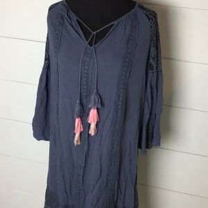 Knox Rose navy dress w/ pink tassels size XS